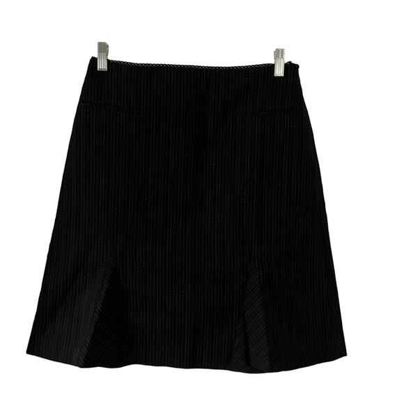 Pursuits ltd. Petite Size 10P Black Textured Pinstripe Skirt Lined Office - Picture 1 of 10
